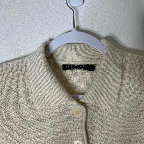 Peruvian connection womens cream 100% alpaca button up cardigan S - Picture 4 of 7